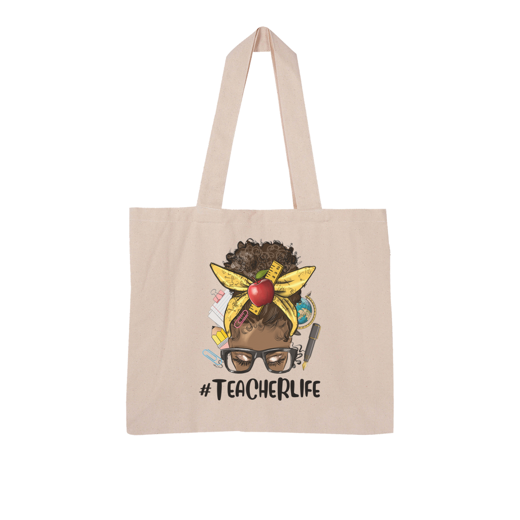 TEACHER LIFE Large Organic Tote Bag